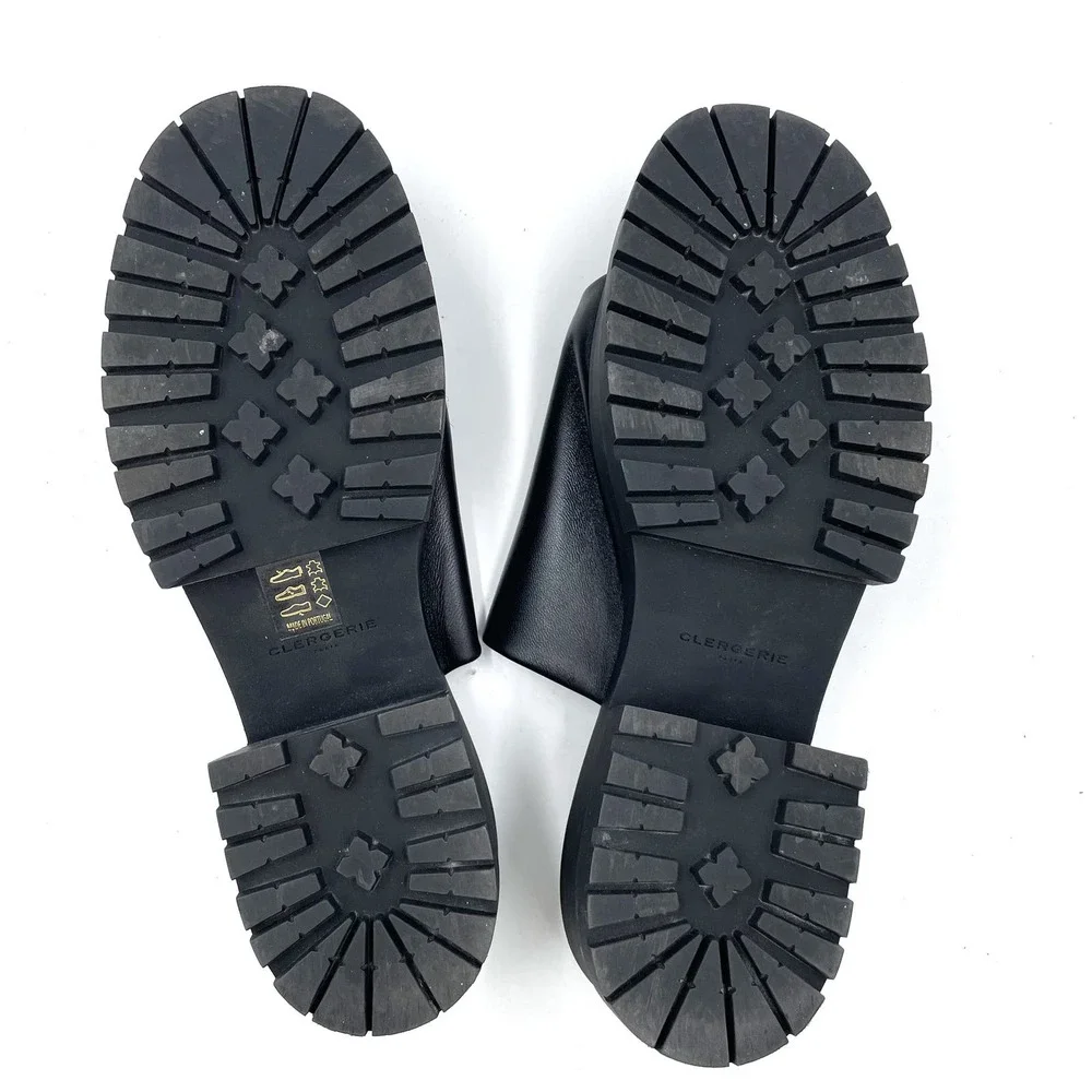 SOLD-Robert Clergerie Wiam Platform Sandals Slides Mules Black Leather - Picture 8 of 10